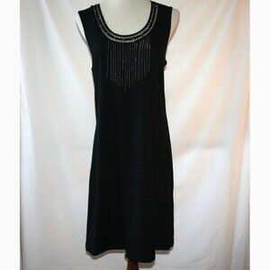 *New* Susan Lawrence Black S/L Dangle Chain Dress Medium